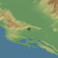 Shaded relief of the 53 km around Kravari, drawn from the GMTED2010 grid