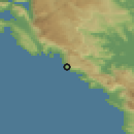 Shaded relief of the 53 km around Krstac, drawn from the GMTED2010 grid