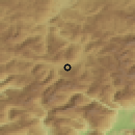 Shaded relief of the 52 km around Kruševo, drawn from the GMTED2010 grid