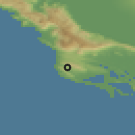 Shaded relief of the 53 km around Kruta, drawn from the GMTED2010 grid