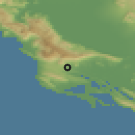 Shaded relief of the 53 km around Krute, drawn from the GMTED2010 grid