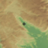 Shaded relief of the 52 km around Kujava, drawn from the GMTED2010 grid