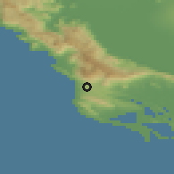 Shaded relief of the 53 km around Kunje, drawn from the GMTED2010 grid