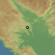 Shaded relief of the 52 km around Bigor, drawn from the GMTED2010 grid