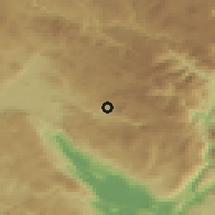 Shaded relief of the 52 km around Kuta, drawn from the GMTED2010 grid
