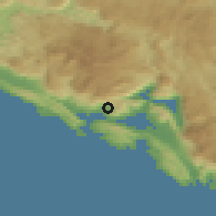 Shaded relief of the 52 km around Kuti, drawn from the GMTED2010 grid