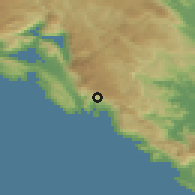 Shaded relief of the 52 km around Lapčići, drawn from the GMTED2010 grid