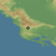 Shaded relief of the 53 km around Leskovac, drawn from the GMTED2010 grid