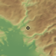 Shaded relief of the 52 km around Liješta, drawn from the GMTED2010 grid