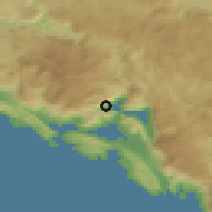 Shaded relief of the 52 km around Lipci, drawn from the GMTED2010 grid
