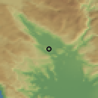 Shaded relief of the 52 km around Livade, drawn from the GMTED2010 grid