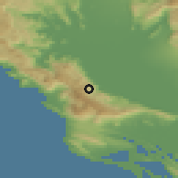 Shaded relief of the 53 km around Livari, drawn from the GMTED2010 grid