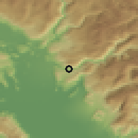 Shaded relief of the 52 km around Lovka, drawn from the GMTED2010 grid