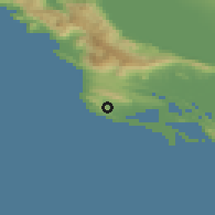 Shaded relief of the 53 km around Bijela Gora, drawn from the GMTED2010 grid