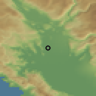 Shaded relief of the 52 km around Mahala, drawn from the GMTED2010 grid