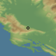 Shaded relief of the 53 km around Mali Ostros, drawn from the GMTED2010 grid