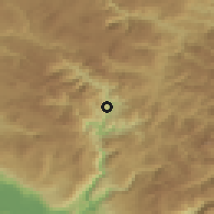 Shaded relief of the 52 km around Manastir Morača, drawn from the GMTED2010 grid