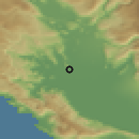 Shaded relief of the 52 km around Bijelo Polje, drawn from the GMTED2010 grid