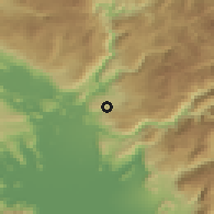 Shaded relief of the 52 km around Medun, drawn from the GMTED2010 grid