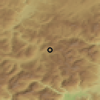 Shaded relief of the 52 km around Meteh, drawn from the GMTED2010 grid
