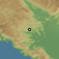 Shaded relief of the 52 km around Meterizi, drawn from the GMTED2010 grid