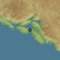 Shaded relief of the 52 km around Milovići, drawn from the GMTED2010 grid