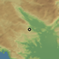 Shaded relief of the 52 km around Mokanje, drawn from the GMTED2010 grid