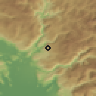 Shaded relief of the 52 km around Momče, drawn from the GMTED2010 grid