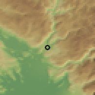 Shaded relief of the 52 km around Mrke, drawn from the GMTED2010 grid