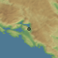 Shaded relief of the 52 km around Muo, drawn from the GMTED2010 grid