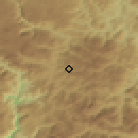 Shaded relief of the 52 km around Mušovića Rijeka, drawn from the GMTED2010 grid