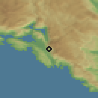 Shaded relief of the 52 km around Nalježići, drawn from the GMTED2010 grid