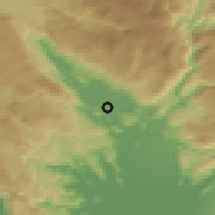 Shaded relief of the 52 km around Novo Selo, drawn from the GMTED2010 grid
