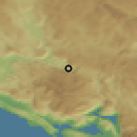 Shaded relief of the 52 km around Nudo, drawn from the GMTED2010 grid