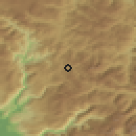 Shaded relief of the 52 km around Opasanica, drawn from the GMTED2010 grid