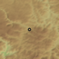 Shaded relief of the 52 km around Bjelojevići, drawn from the GMTED2010 grid