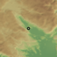 Shaded relief of the 52 km around Orja Luka, drawn from the GMTED2010 grid
