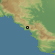 Shaded relief of the 53 km around Papani, drawn from the GMTED2010 grid