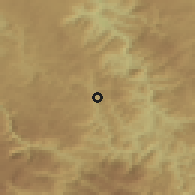 Shaded relief of the 52 km around Pavino Polje, drawn from the GMTED2010 grid