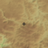 Shaded relief of the 52 km around Blatina, drawn from the GMTED2010 grid