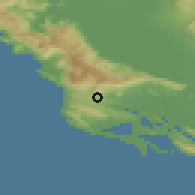 Shaded relief of the 53 km around Pelinkovići, drawn from the GMTED2010 grid