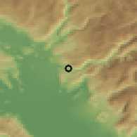 Shaded relief of the 52 km around Pikalj, drawn from the GMTED2010 grid