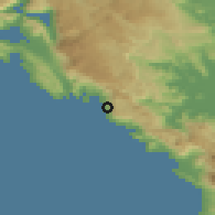 Shaded relief of the 53 km around Blizikuće, drawn from the GMTED2010 grid