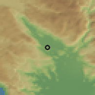 Shaded relief of the 52 km around Plana, drawn from the GMTED2010 grid