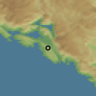 Shaded relief of the 52 km around Pobrđe, drawn from the GMTED2010 grid