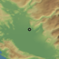 Shaded relief of the 52 km around Podhum, drawn from the GMTED2010 grid