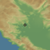 Shaded relief of the 52 km around Bobija, drawn from the GMTED2010 grid
