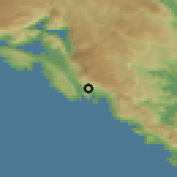 Shaded relief of the 52 km around Podostrog, drawn from the GMTED2010 grid