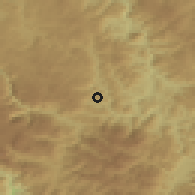 Shaded relief of the 52 km around Potrk, drawn from the GMTED2010 grid