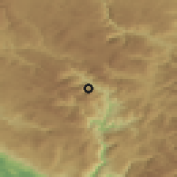 Shaded relief of the 52 km around Požnja, drawn from the GMTED2010 grid